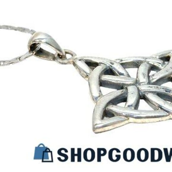 Peter Stone Sterling Celtic Knot and Chain Necklace - Picture 2 of 4